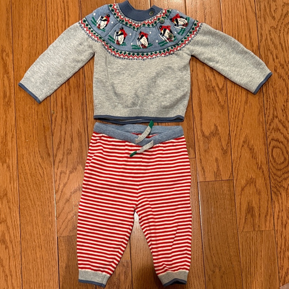Baby Boden Gray and Red Kids Matching Set